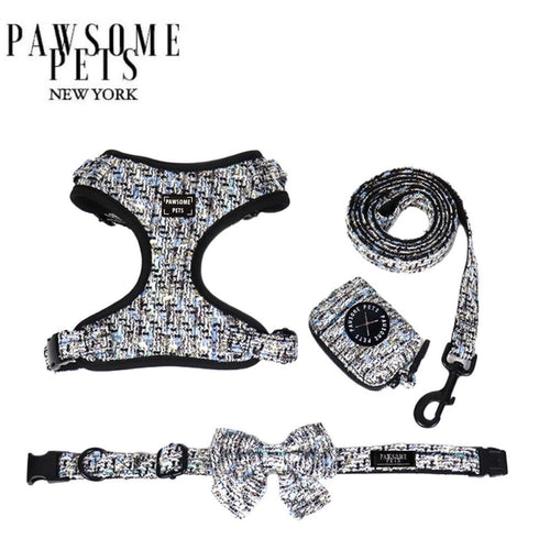 Kit Promenade Royal Noir — Harnais + Collier + Laisse + Noeud Papillon