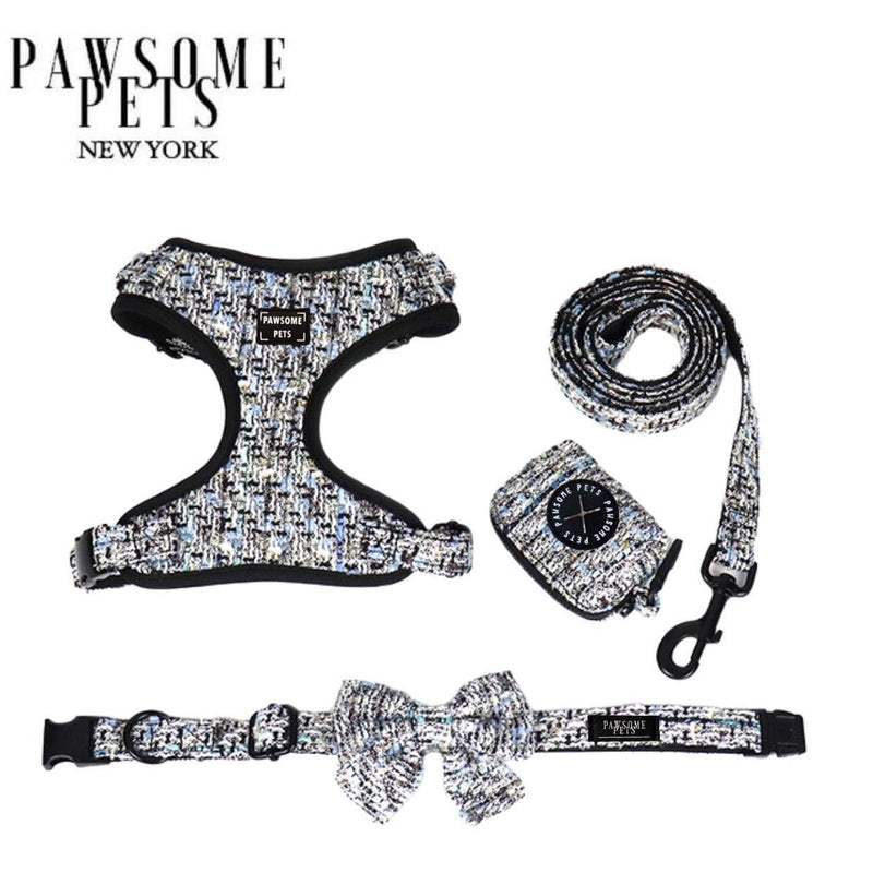 Kit Promenade Royal Noir — Harnais + Collier + Laisse + Noeud Papillon